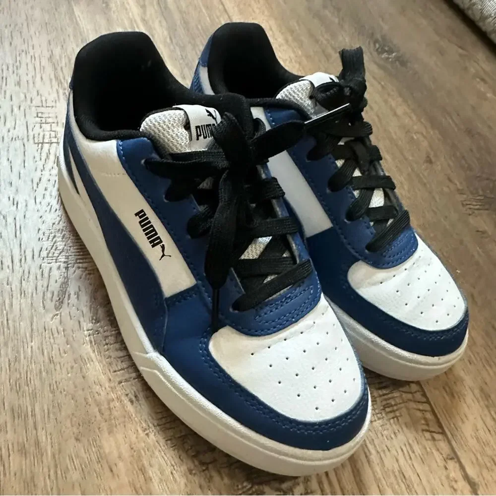 LIKE NEW!! Puma‎ Kid’s Athletic Shoes, Caven Jr. Blue White Black, Youth Size 1